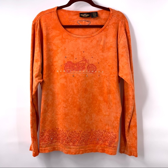 Harley-Davidson Tops - Harley Davidson 2002 Orange Tie Dye Graphic Tee